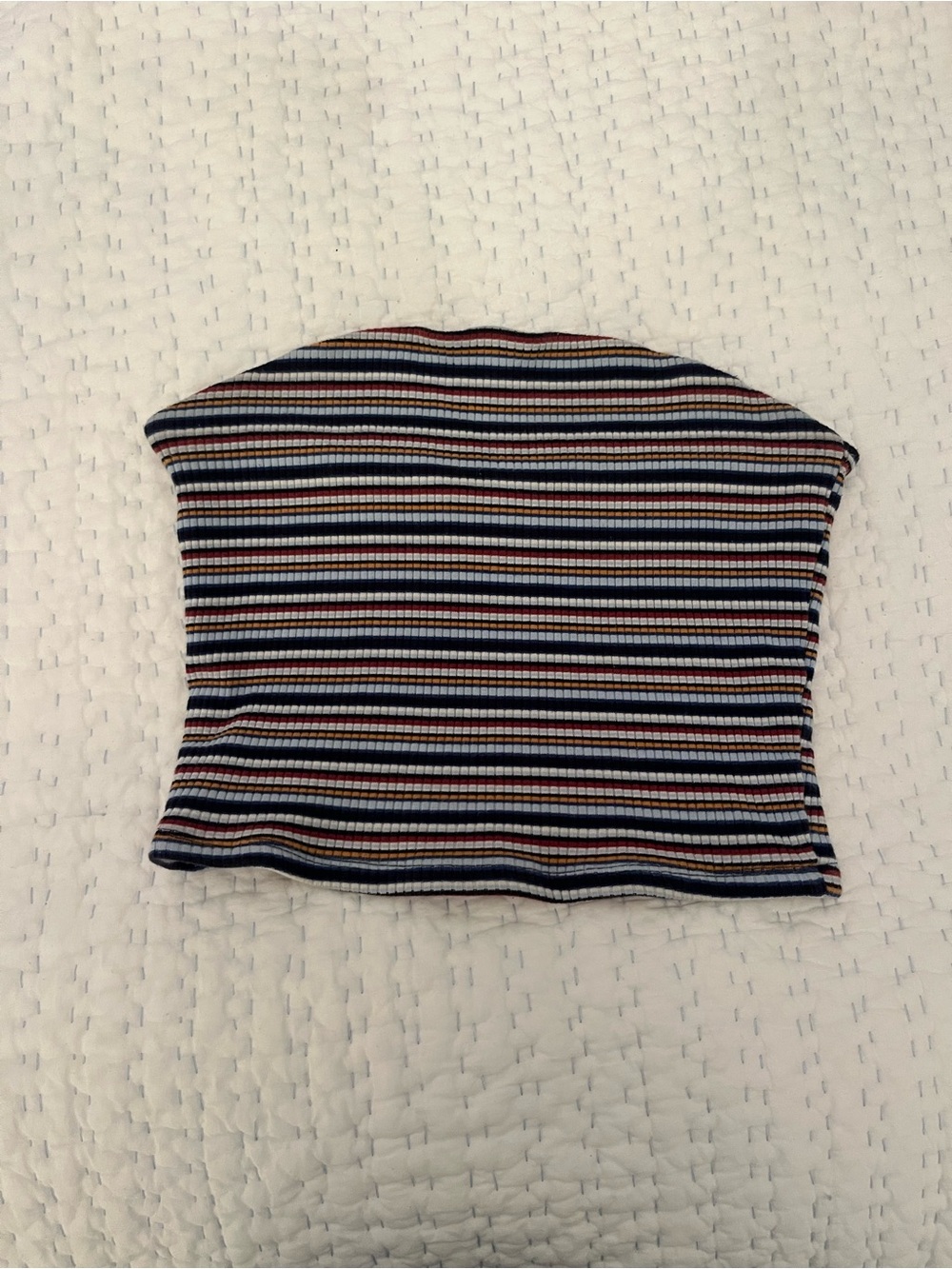 Garage Striped Ribbed Tube Top in Navy, White & Red - Women
